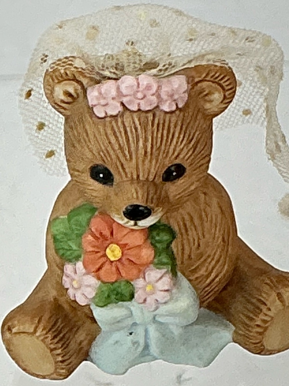 Vintage Bride Teddy Bear Hand Painted Porcelain 1413 Homco Figurine Collectible - Picture 11 of 16